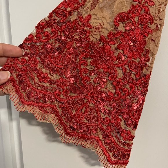 Gorgeous Dress the Population Melody Shift Lace & Red Sequin Dress - Picture 6 of 6